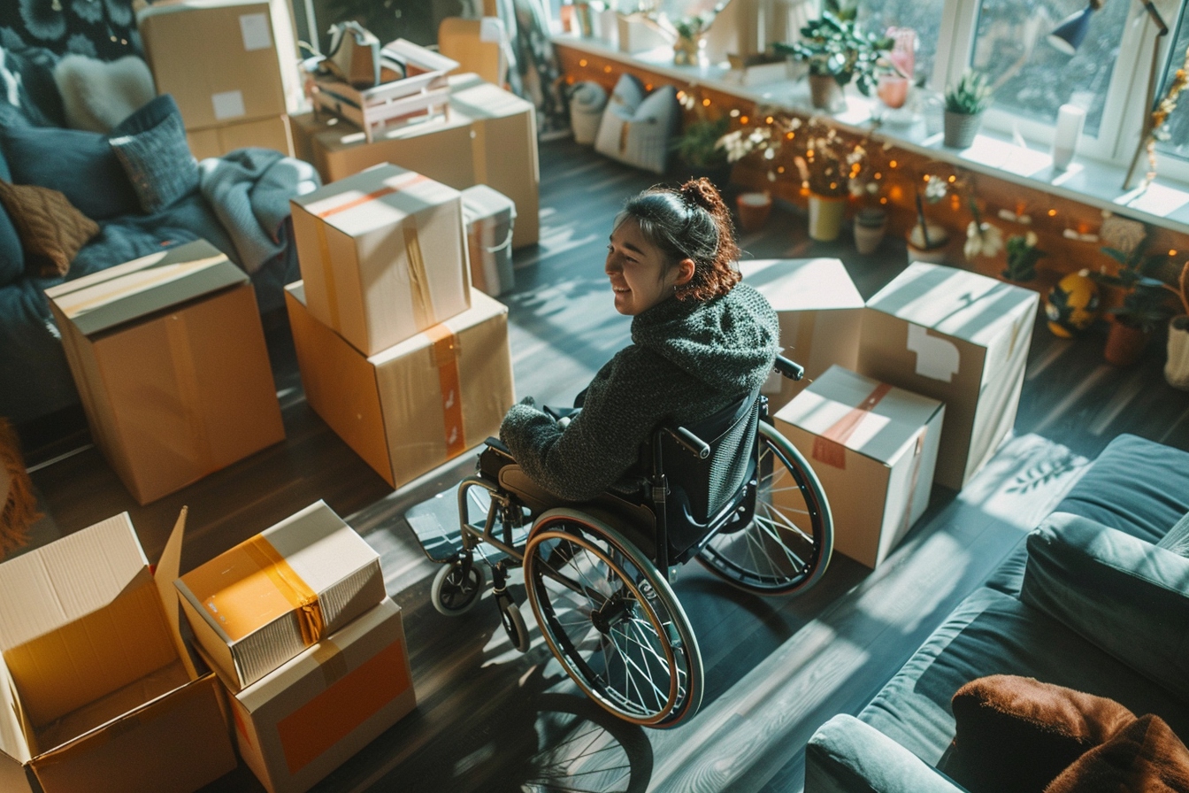 Personne en fauteuil roulant recevant une aide financière de déménagement à Aix-en-Provence